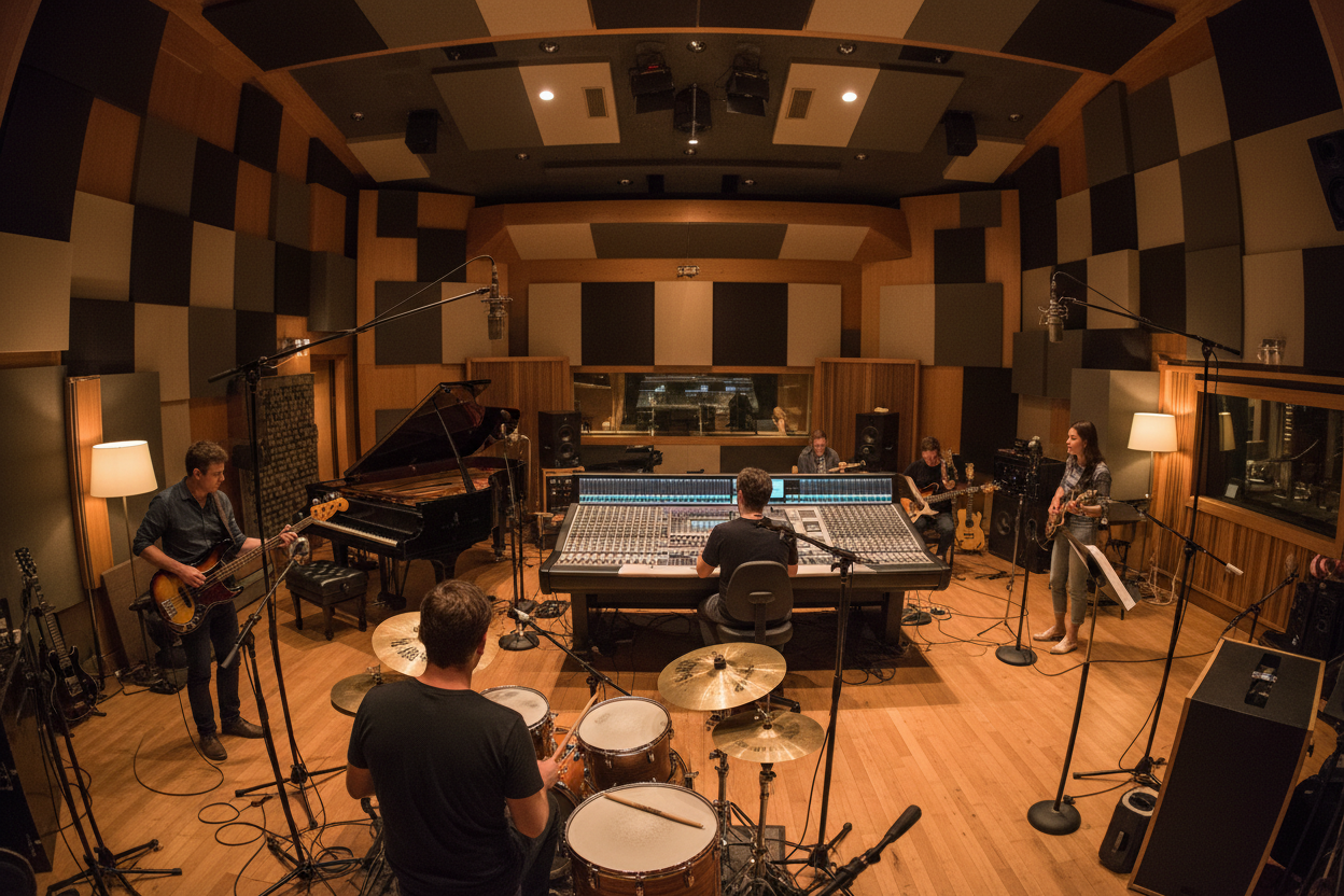 musicisti in studio grande